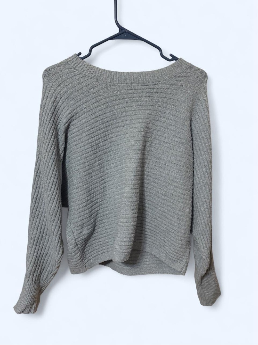 Light Blue Knit Pink Rose Sweater